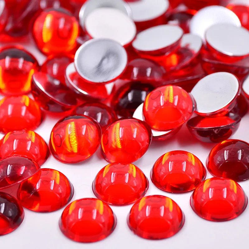 Red JUNAO 15 мм, черные, красные хрустальные стразы, акриловые кабошон, половинные бусины, клей на камни и кристаллы, не Швейные Стразы для рукоделия - Цвет: Red