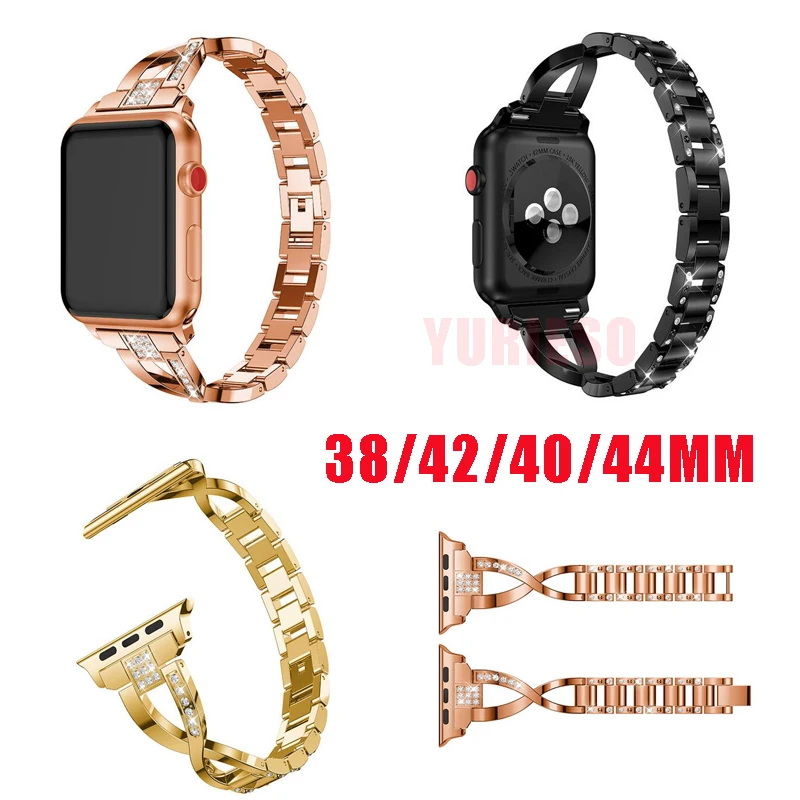 20 штук DHL Нержавеющая сталь ремешок для наручных часов Apple Watch, ремешок 42 мм 38 мм и нержавеющая сталь металлический корпус наручных часов iWatch, 4/3/2/1 алмаз металлический браслет наручный ремень ремешок