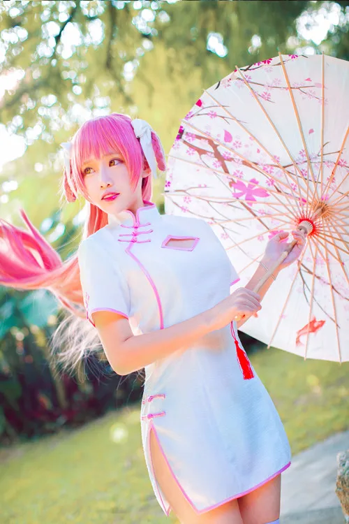 Волшебная девушка Kaname Madoka Cheongsam Черное длинное сексуальное платье + головной убор