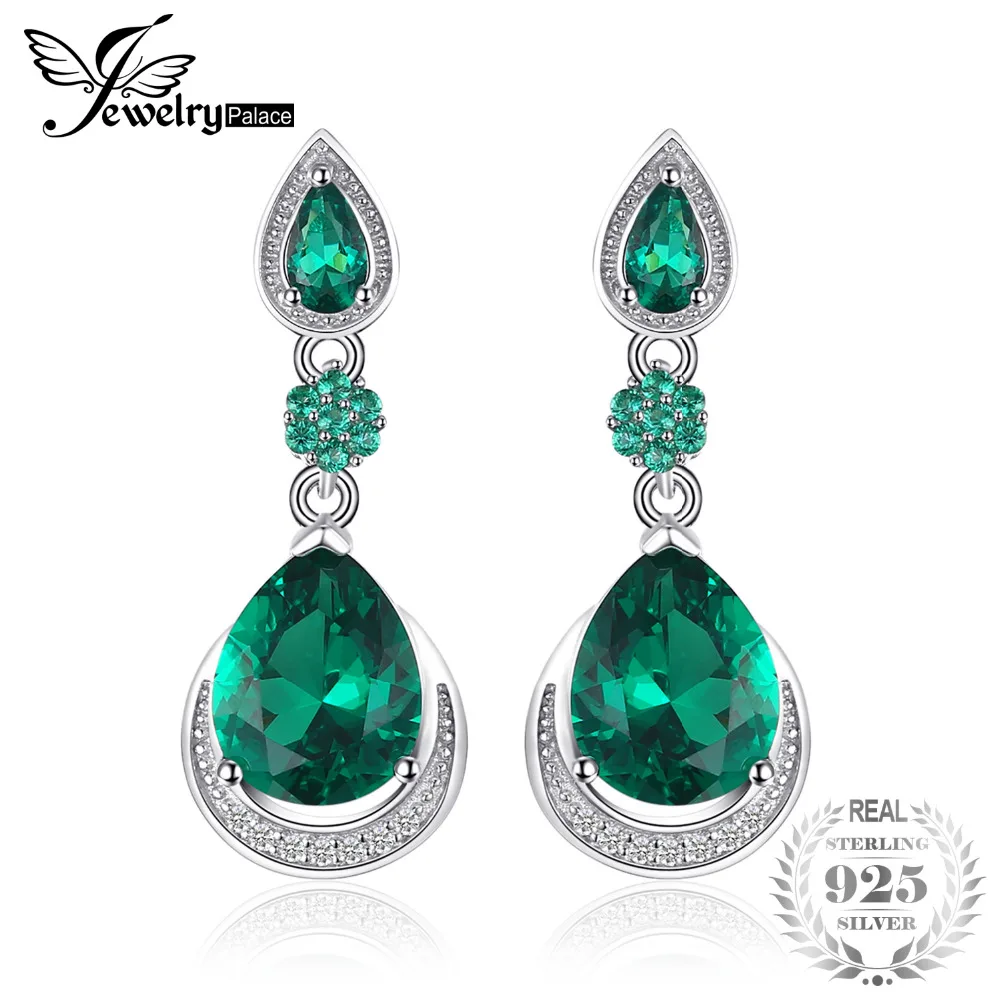Jewelrypalace Роскошные 14.38ct создана изумрудов воды Висячие серьги из натуральной 925