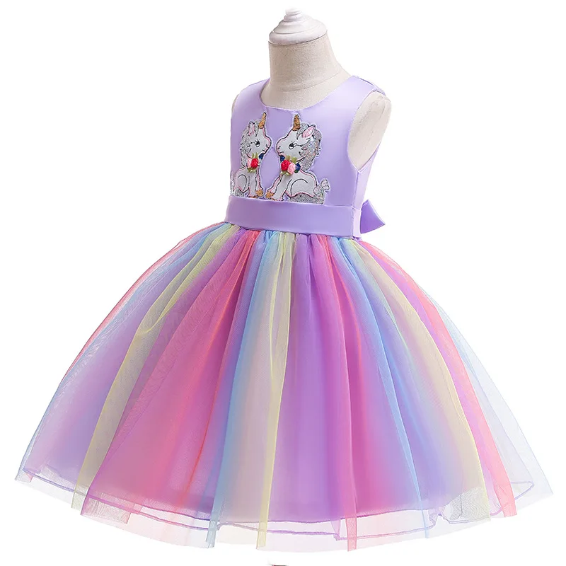 Платье-пачка принцессы с единорогом модные вечерние платья для девочек костюм