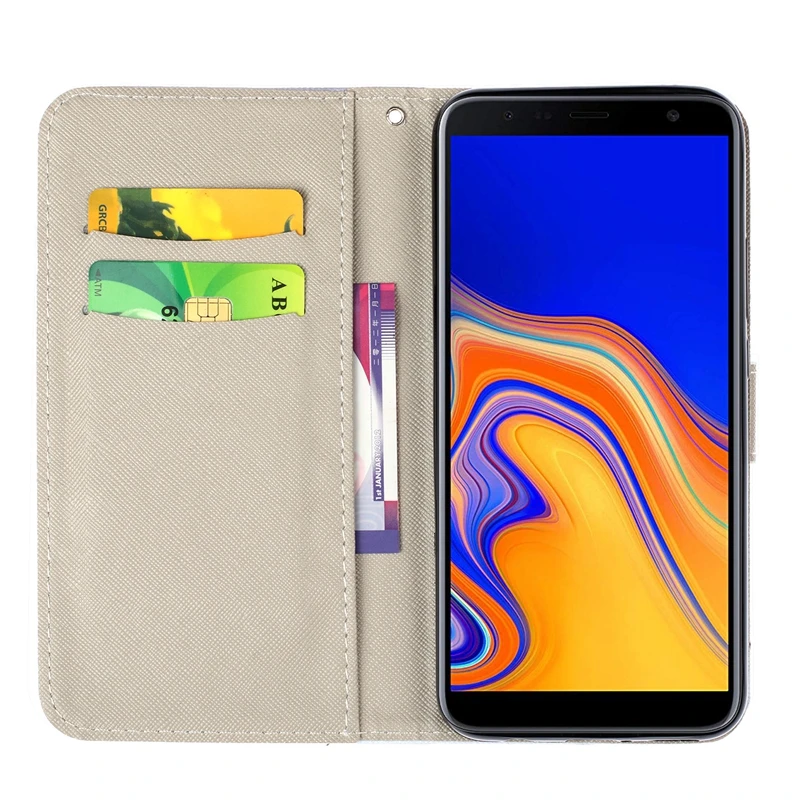 Кожаный чехол-книжка бумажник из натуральной кожи чехол для samsung Galaxy J6 плюс откидная крышка чехол для телефона Etui samsung J6 плюс кошелек флип-чехол-книжка