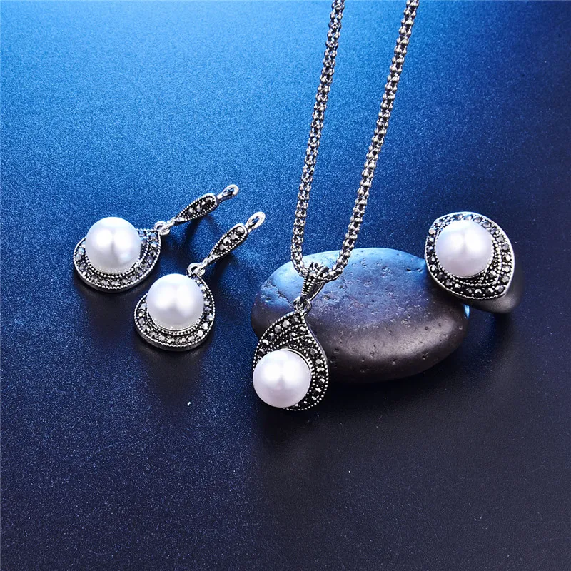 Женский ювелирный комплект из колье серёг и кольца|necklace earring ring sets|jewelry sets for womenpearl