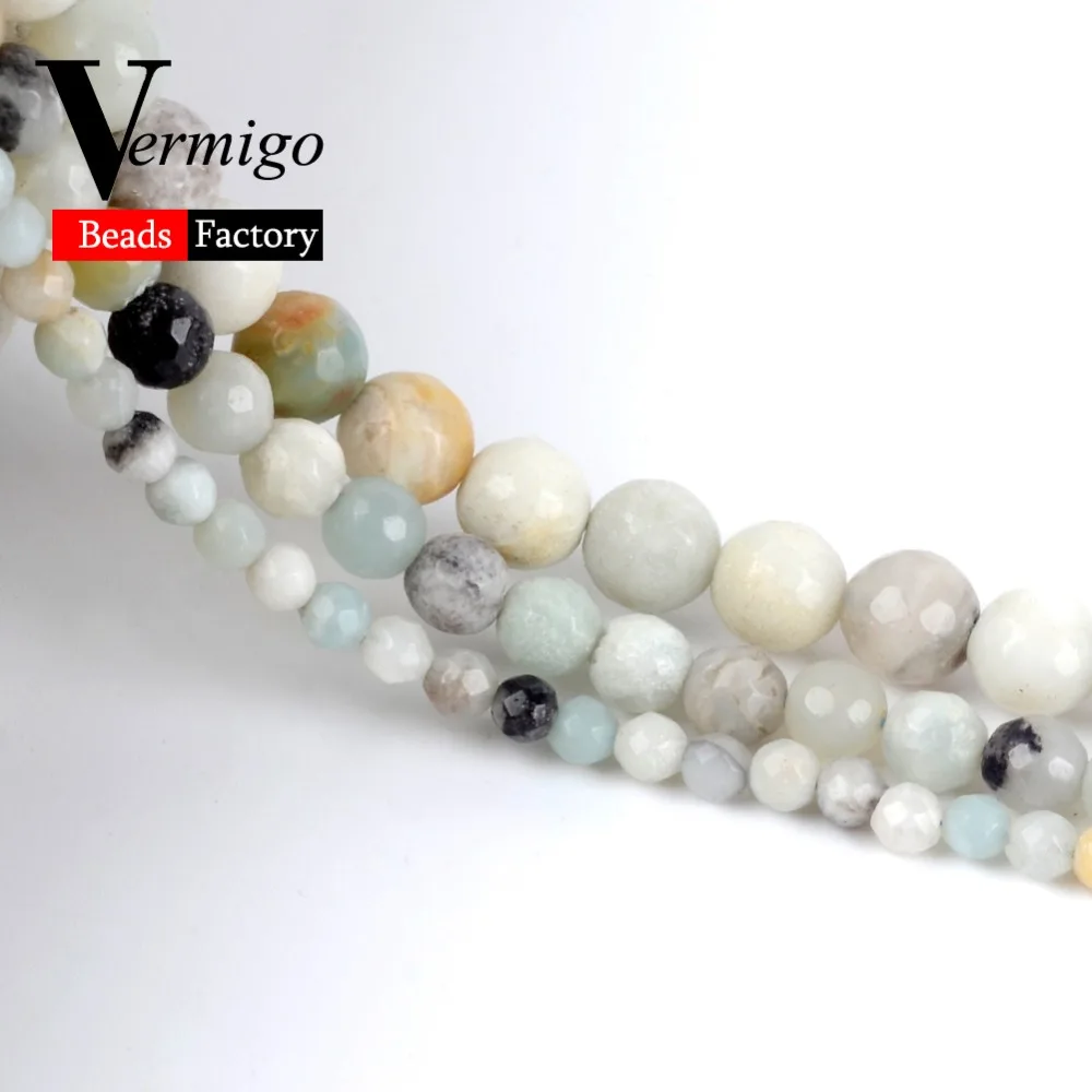 Natural Stone Faceted Amazonite Minerals Beads Loose For Jewelry Making 4 6 8 10mm Diy Bracelet Necklace 15&quot Wholesale | Украшения и
