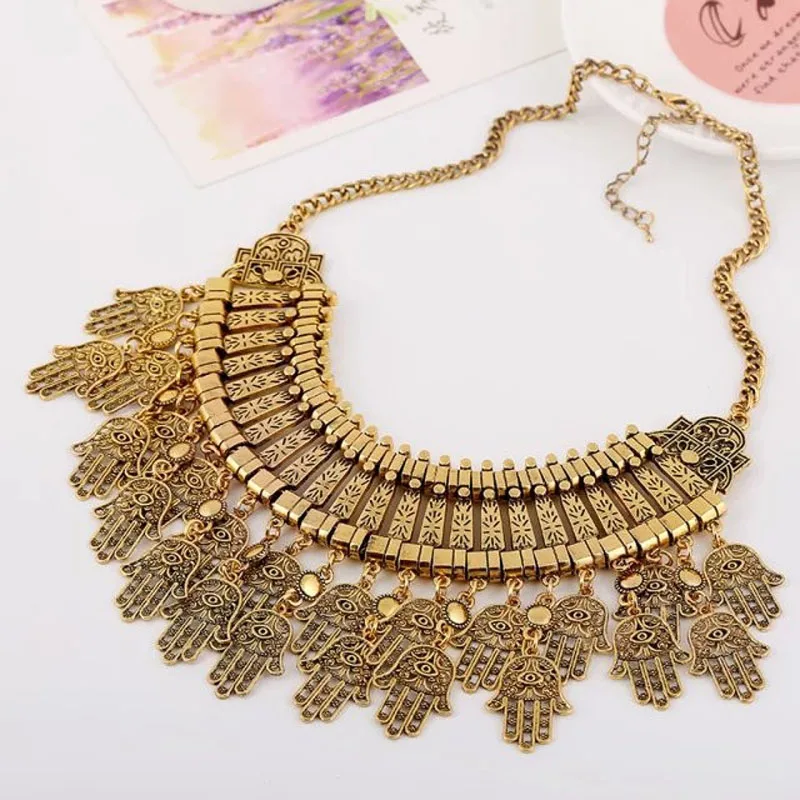 Богемный подарок на удачу сглаза Фатима ручная кисточка нагрудник массивное