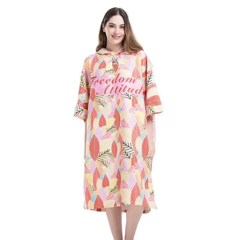 Банный халат с принтом листьев мягкое модное уличное пляжное полотенце