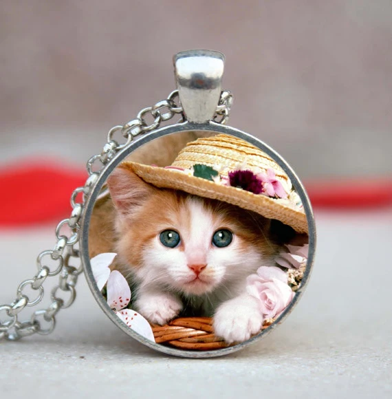 ( 1 шт./лот ) ручной фото стеклянный купол Милые кошки ювелирных изделий Животное