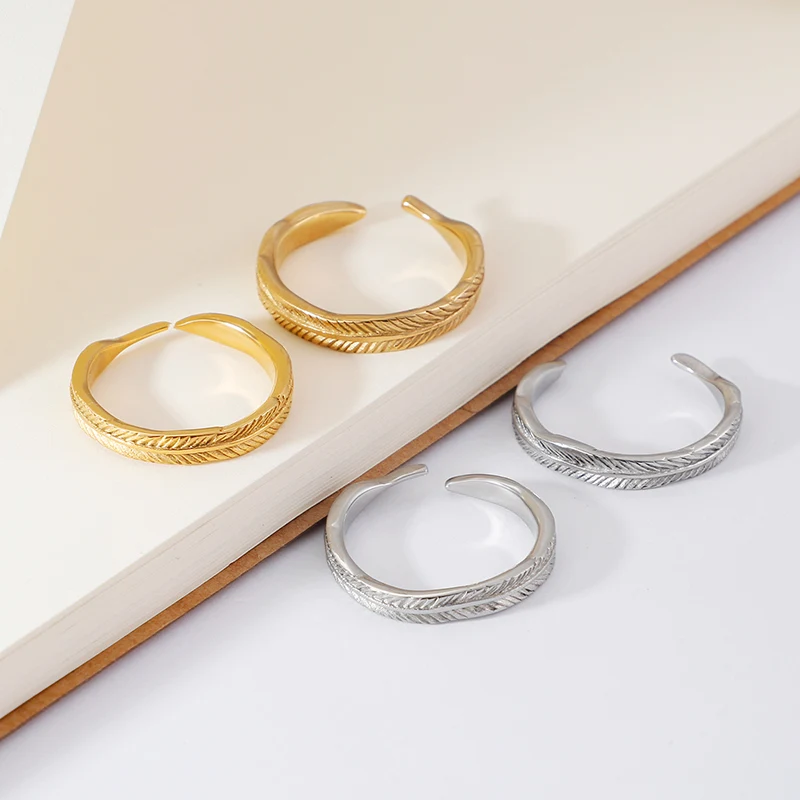 Kalen классические женские кольца с перьями мужские изящные из нержавеющей стали