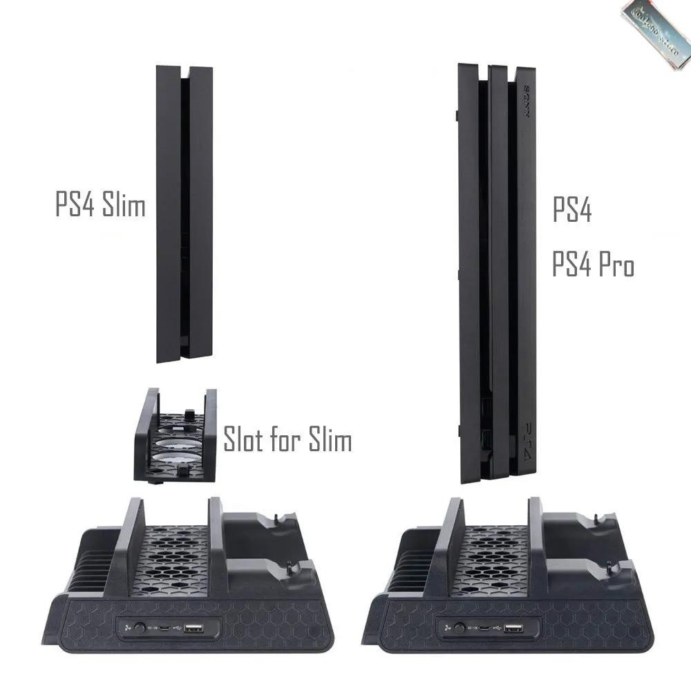 PS4/PS4 Slim/PS4 PRO вертикальная подставка с охлаждающим вентилятором кулер двойной контроллер зарядное устройство зарядная станция для SONY Playstation 4
