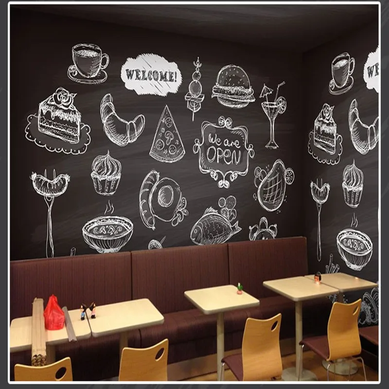 Фото обои ручная роспись Мел жареная курица бургер стена Западная фаст фуд