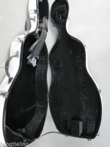 1/2 белый Стекловолоконный Виолончель жесткий чехол с ушками #6732|cello case 1/2|fiberglass cello
