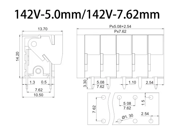 5 шт./лот 2Pin шаг 5,08 мм 7,62 мм зеленый цвет Весна PCB клеммный блок DG142V/DG142R разъем