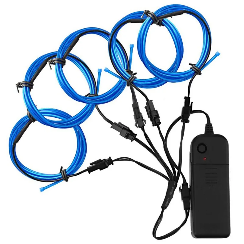 

5 X 1 Neon Light Dance Party House Decor LED Lamp Flexible EL Wire Rope Tube Waterproof LED Strips With Controller Cold Light 1M