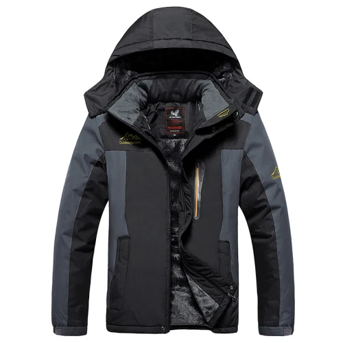 30 C FIT плюс толстый бархат вниз& парка пальто 7XL 8XL 9XL зимняя куртка мужская водонепроницаемая ветрозащитная chaquetas hombre - Цвет: Black