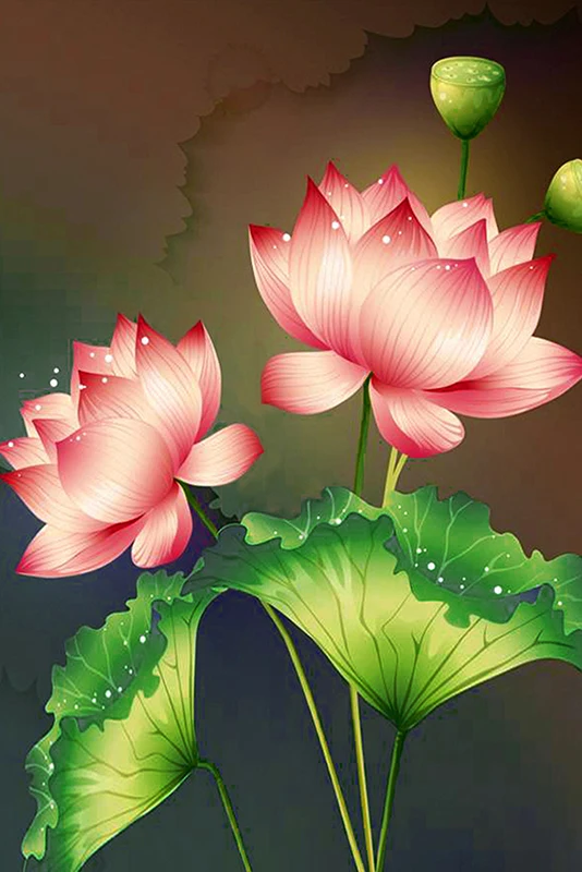 5D Diy Diamond Painting Cross Stitch Lotus Flowers Full Square Embroidery Sale Rinestones Mosaic Decor | Дом и сад