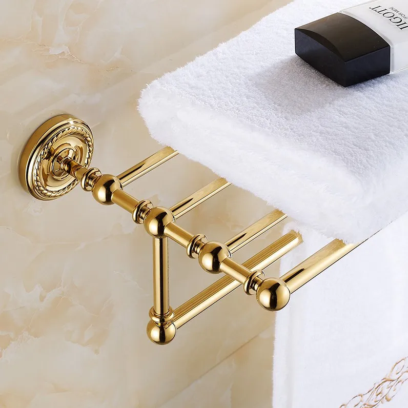 Роскошная латунная настенная полка золотого цвета вешалка для полотенец