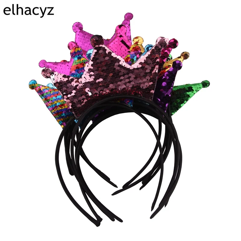 10 шт./лот дети двусторонние пайетки корона диадемы Hairband DIY Бутик Дети жесткое оголовье Grils аксессуары для волос
