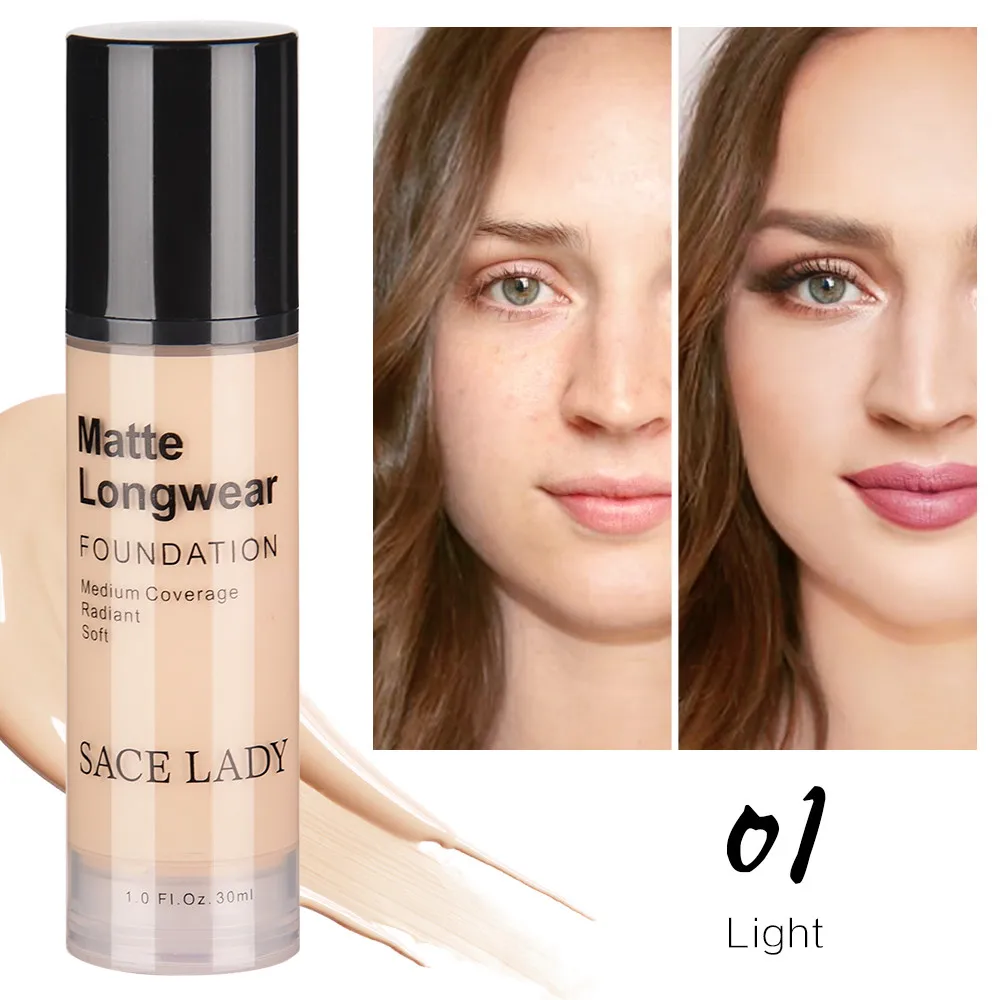 30ml 1 Light Основа под макияж профессиональный Матовый жидкий маскирующий макияж крем водостойкий натуральный косметический - Цвет: 30ml 1 Light