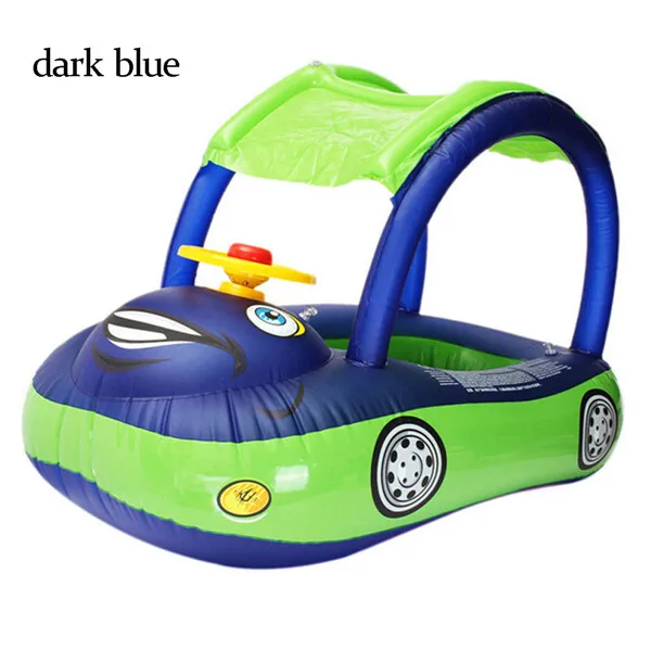dark blue Аксессуары для летних детей, Мультяшные плавающие сиденья для автомобиля, лодки для плавания, надувные детские резиновые круги из ПВХ, безопасный плавательный бассейн - Цвет: dark blue