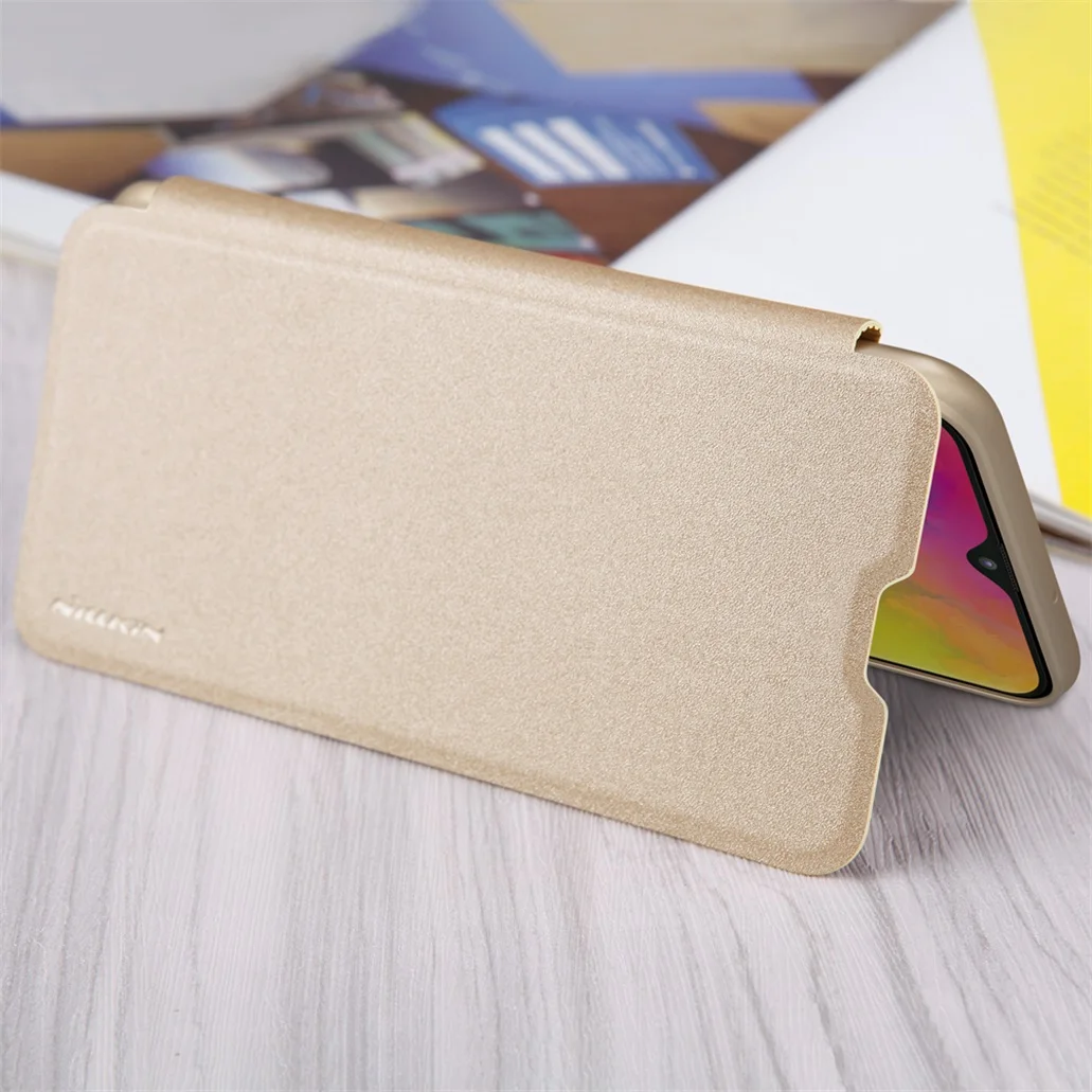 Для samsung Galaxy M20 Чехол книжка NILLKIN Sparkle супер тонкий флип чехол жесткий пластиковый