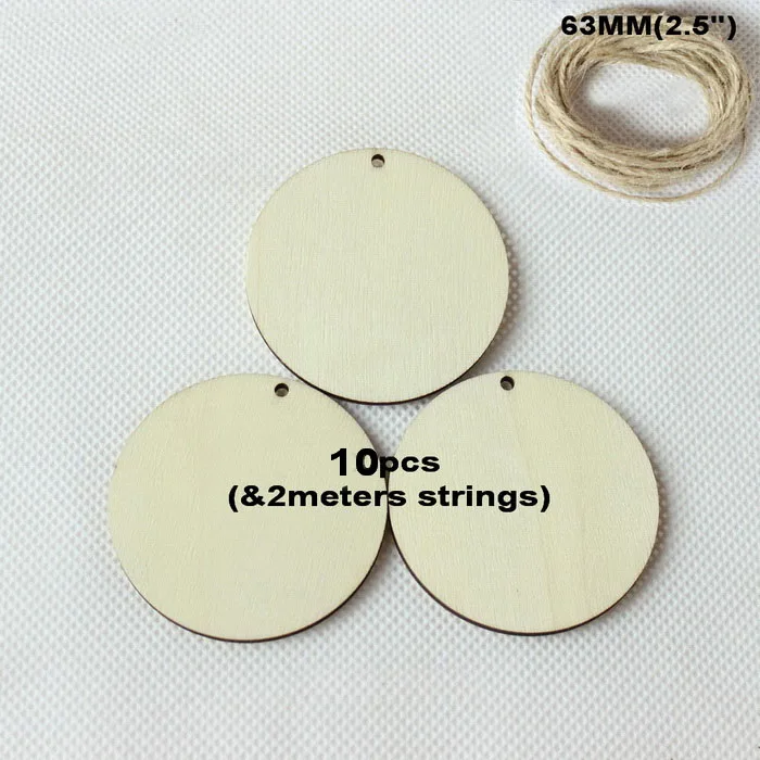 63.5 MM(2.5 In)10pcs 63 мм/70 мм пустой деревянный круг брелок круглые деревянные диски с отверстием Tags-CT1202 K/L - Цвет: 63.5 MM(2.5 In)10pcs