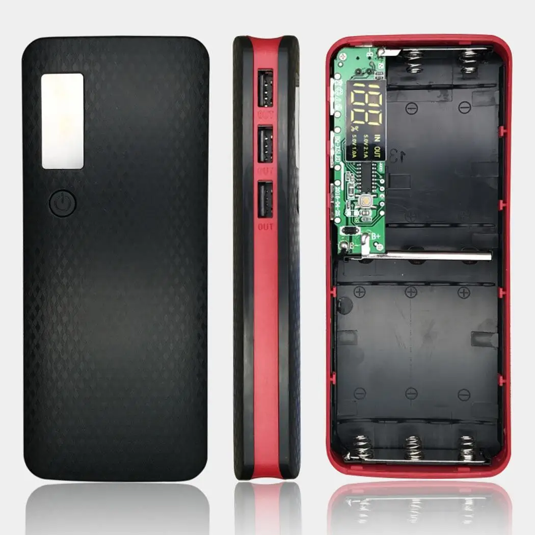 Портативный корпус Powerbank 3 usb-порта для зарядки Держатель батареи ЖК-Дисплей
