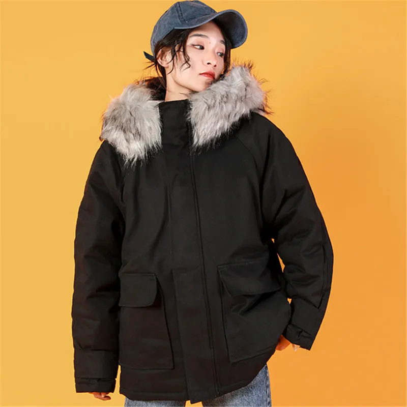 2019 Winter New Cotton Coat large fur collar Hooded suit Female Loose Thick military uniform Parka Women Jacket YY118 | Женская одежда