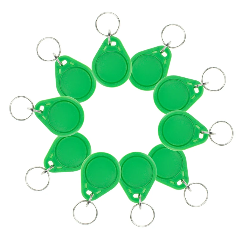 

10pcs RFID ABS smart tags Green keyfobs 13.56 MHz IC keychains NFC tags ISO14443A MF Classic® 1k access control keycard