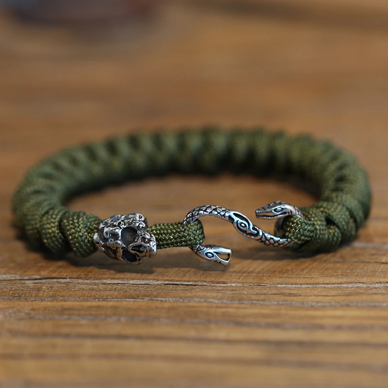 Браслет для выживания Paracord Череп Форма Змеи Парашютная веревка браслет с