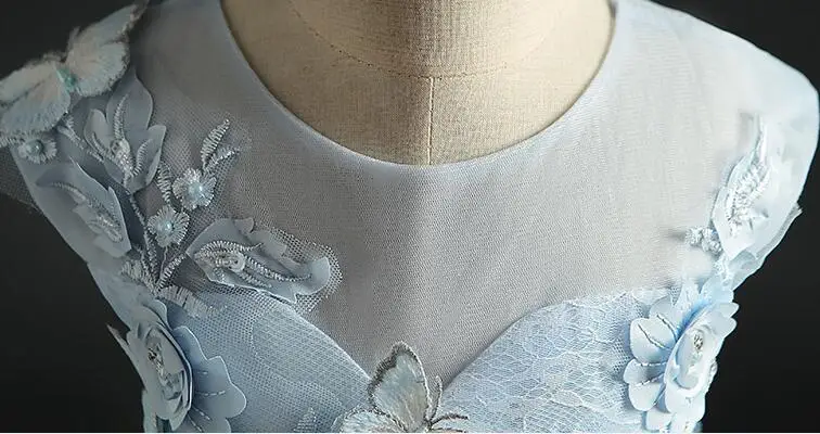 Платье для крещения маленьких девочек платье из тюля с бусинами и бабочками на