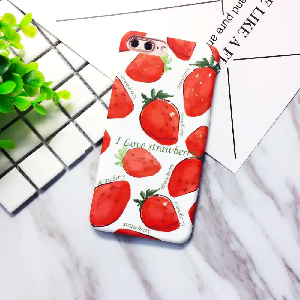 Чехол для телефона Fresh Strawberry с ананасом iPhone11Pro Xs max XR 8/6s 7plus IMD Матовый Жесткий