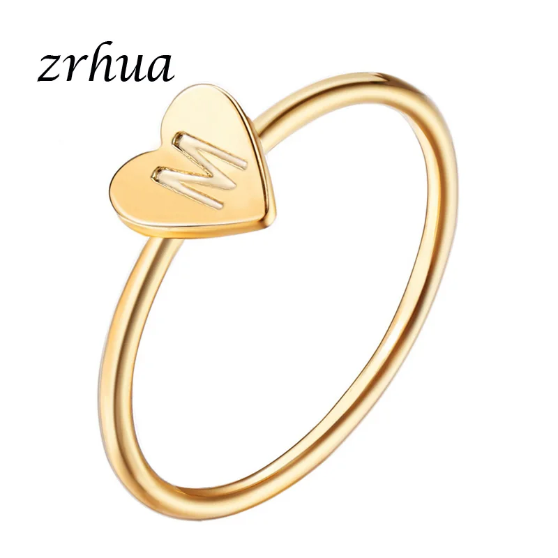 ZRHUA модные золотые Цвет сердца и буквы кольца для женщин сделай сам чехол с