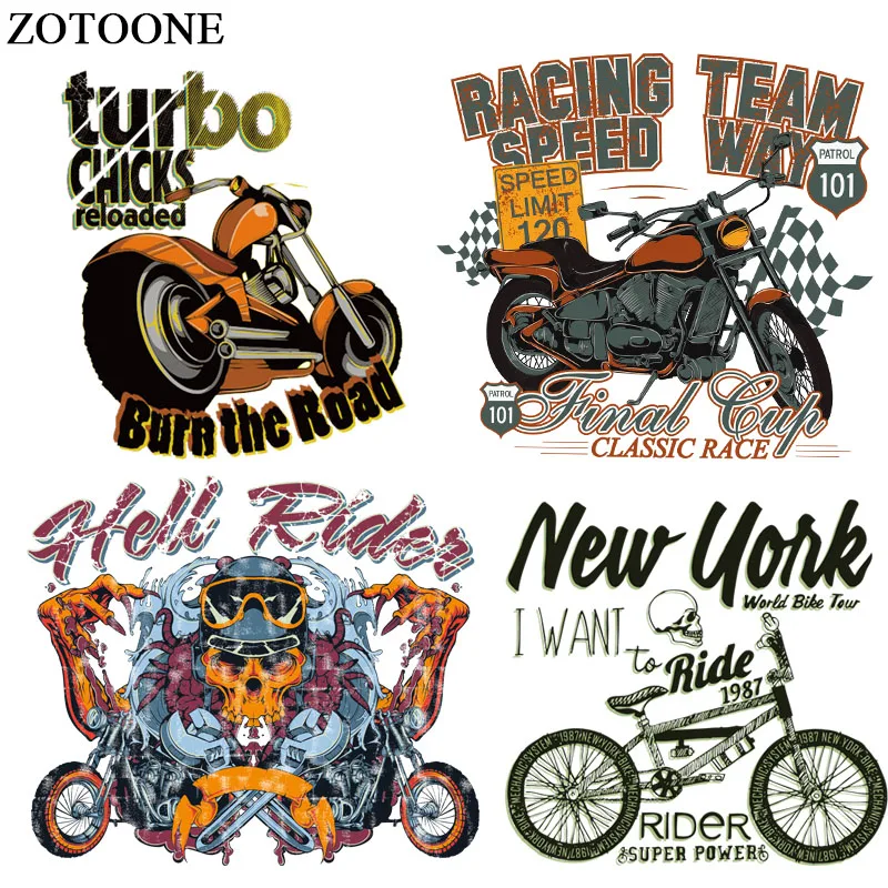 

ZOTOONE Motorcycle Patch for Clothes Motor Rider Ironing on Patches Stickers DIY Heat Transfer Accessory Washable Appliques E