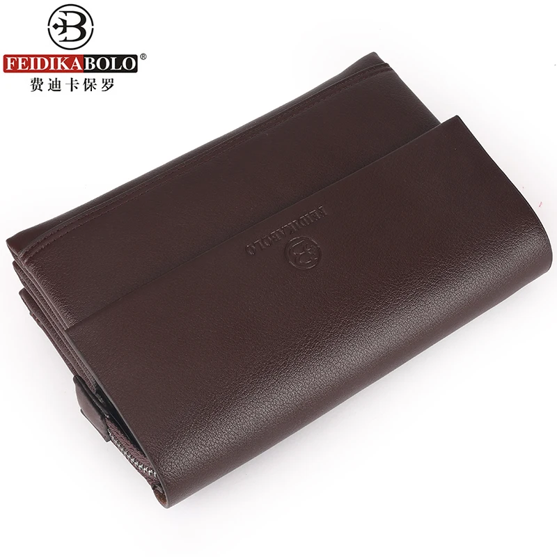 

FEIDIKABOLO Excellent Quality Men's Clutch Bag Fashion Three Folder Large-Capacity Business Bag Personality Casual Mobile Wallet