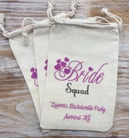 custom bride squad wedding party first aid hangover kit jewelry favor muslin bags bachelorette hen bridal shower favors
