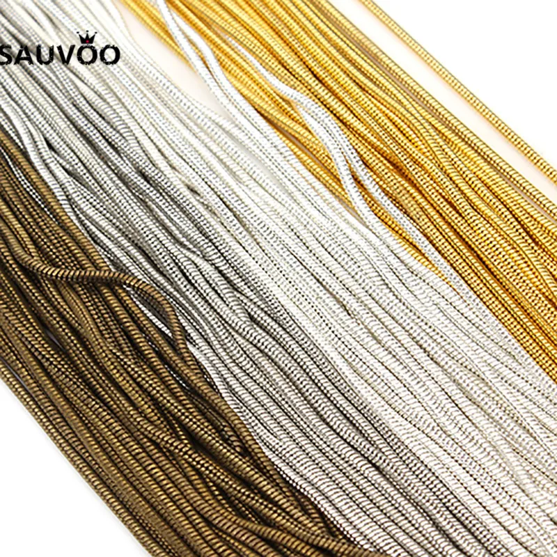 Цепочки SAUVOO 10 м/лот золотистые/Серебристые круглые змеиные звенья диаметр 1 5 мм