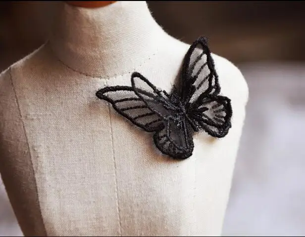20 Pcs Exquisite Beautiful Doulbe Layers Organza Butterfly Lace Applique Patch for Garment Dress Decoration Free Shipment | Дом и сад