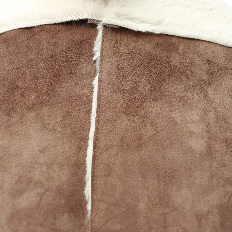 ГОЛЫЕ ЗЕБРА Сгущает Женщина Жилет Коричневый Большой Отложной Воротник Бархат