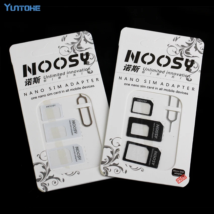 Оптовая продажа 500 компл./лот Noosy Nano SIM адаптер 4 в 1 Micro с ключом для извлечения