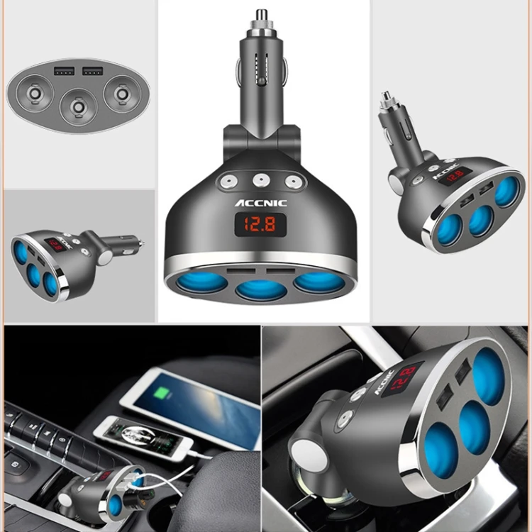 One for three cigarette lighter multi-function with switch one minute two USB mobile phone car charger plug | Автомобили и