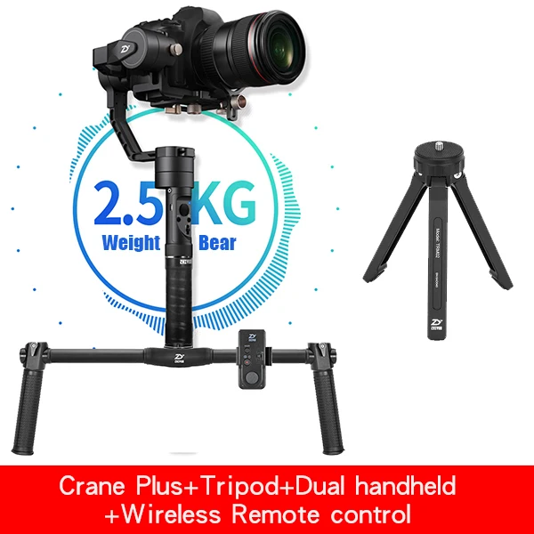 Dual hand n Remote Zhiyun кран плюс 3-оси ручной Камера Gimbal стабилизатор POV режим для Nikon/Canon sony A7/Panasonic LUMIX беззеркальных Камера - Цвет: Dual hand n Remote