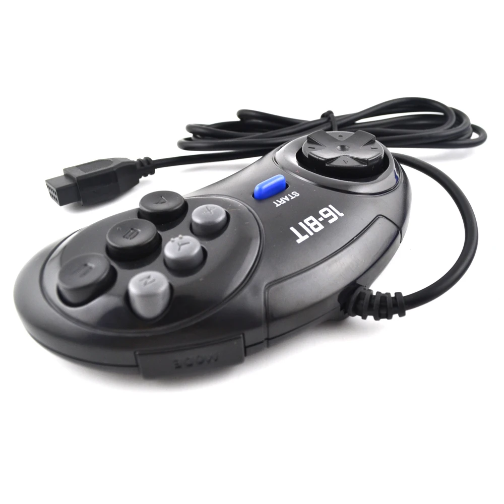 100 шт. 16 бит классический проводной игровой контроллер для SEGA Genesis 6 кнопочный