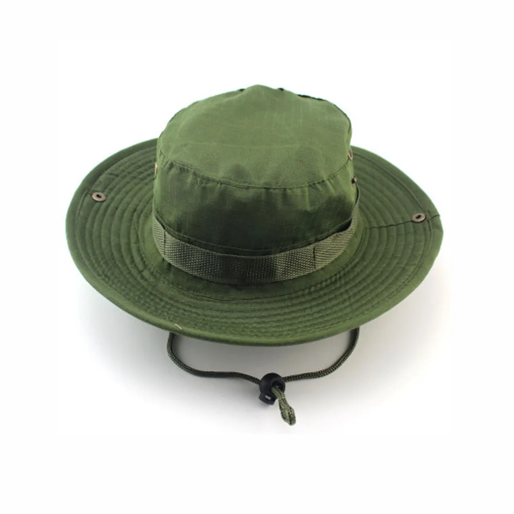 Army Green TENNEIGHT Тактический Летний камуфляж снайпера Мужские Женские шапки Boonie шляпа наружная УФ-защита походная Кепка для рыбалки сетка дышащая - Цвет: Army Green