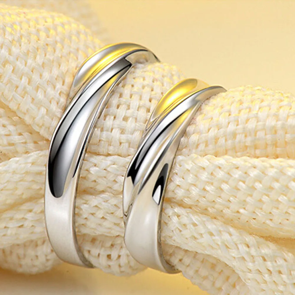 1 Pairs Men Women Solid Silver Lover Couple Rings Wedding Band His and Her Promise | Украшения и аксессуары