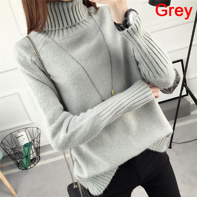 

Women Autumn Winter Tricot Jumper Women Knitted Sweaters Pullovers Female Tops Clothings urtleneck Thick Warm Sweater