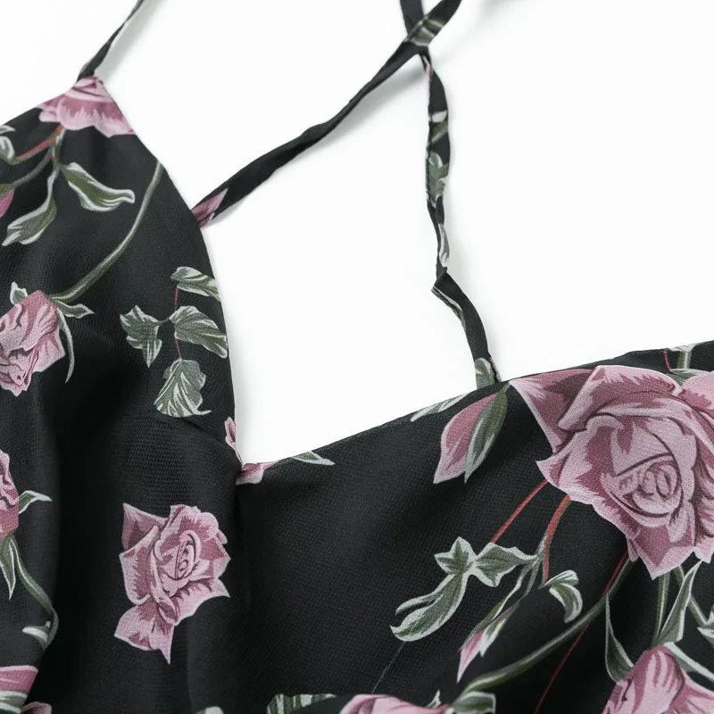 Vintage floral print maxi dress women Summer ruffle chiffon sleeveless plus size vestidos Sexy backless long festa | Женская одежда