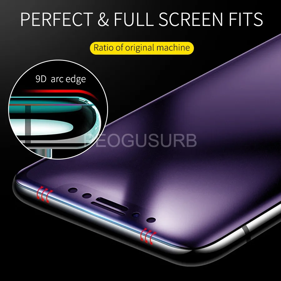 Anti Blue Light Full Glue Cover Matte Tempered Glass for Samsung Galaxy A10 A20 A30 A40 A50 A60 A70 A80 A90 A7 A9 2018 J6 Plus | Мобильные