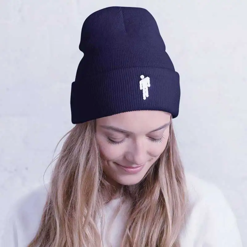 Billie Eilish, шапки Skullies Beanies для женщин и мужчин, вязаная шапка, повседневная шапка в стиле хип-хоп, зимняя шапка, одноцветная шапка унисекс, Прямая поставка