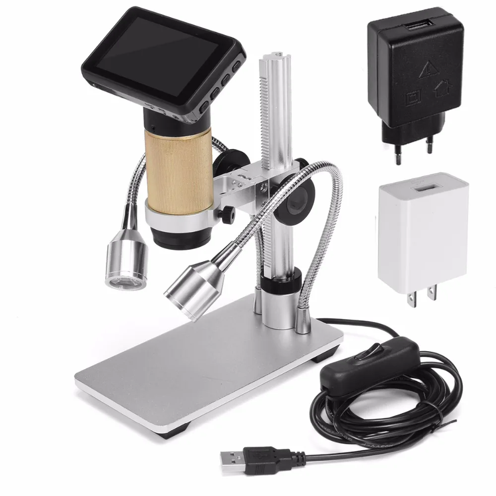 

Digital Microscope Camera ADSM201 HDMI Microscope 3MP 1080 for PCB Repair Tool US110V/EU220V Double Lights UV Filter Metal Stand