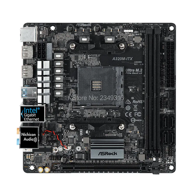 Новая материнская плата A320 AM4 MINI-ITX ITX HTPC для настольной платы ASRock A320M-ITX USB3.1 M.2 DDR4 |